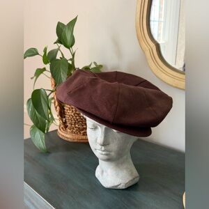 DOBBS Chap flat Brown Cap Classic Newsboy Medium 100% Linen